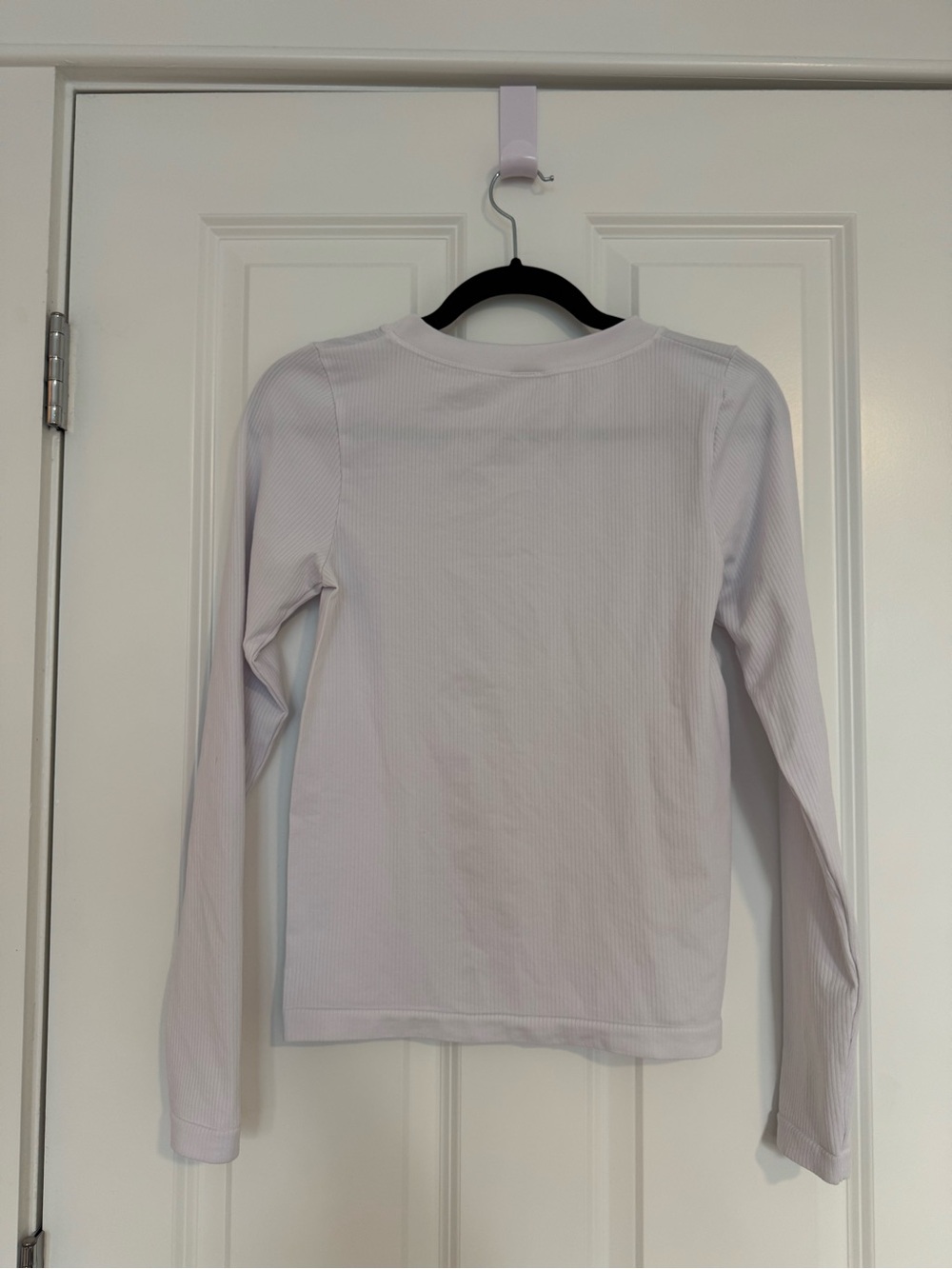 Athleta White Ribbed Athletic Long Sleeve Top Size Large - Picture 2 of 2